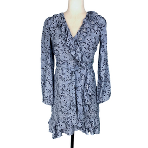 Bardot blue floral ruffle dress
